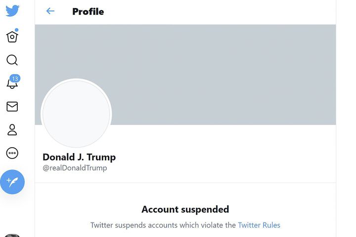 Twitter, Facebook and Instagram suspend Donald Trump